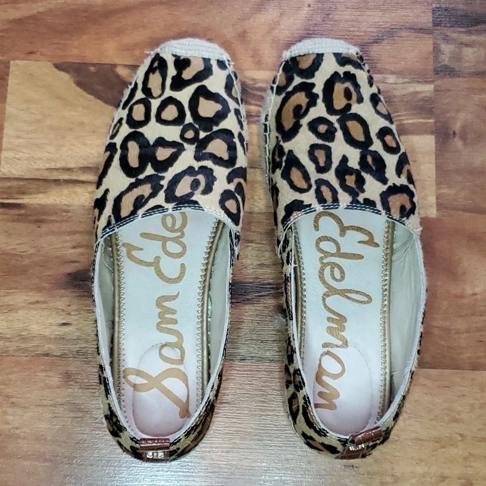 Sam Edelman Khloe Calf Hair Espadrille Leopard Print Leather 8.5